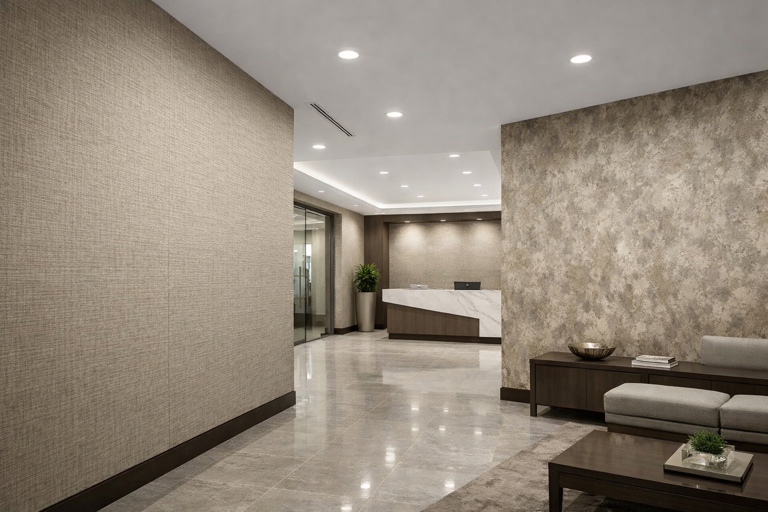 Commercial wallpaper installation services by WM Headquarters Corporate Office in Houston